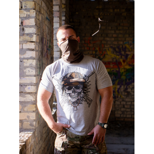 Футболка з принтом Skull Мілітарна