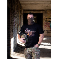 Футболка з принтом Shoot Мілітарна