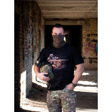 Футболка з принтом Shoot Мілітарна