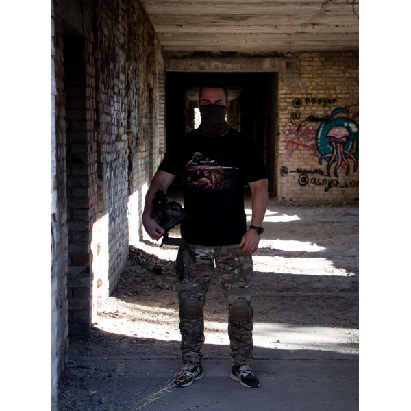 Футболка з принтом Shoot Мілітарна